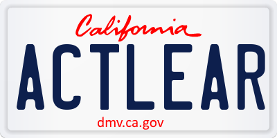 CA license plate ACTLEAR