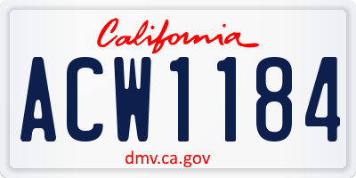 CA license plate ACW1184