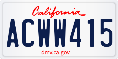 CA license plate ACWW415