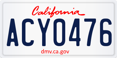 CA license plate ACY0476