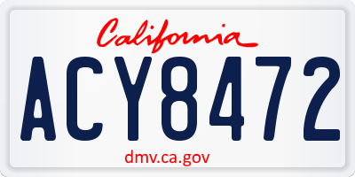 CA license plate ACY8472