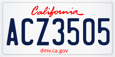 CA license plate ACZ3505