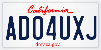 CA license plate AD04UXJ