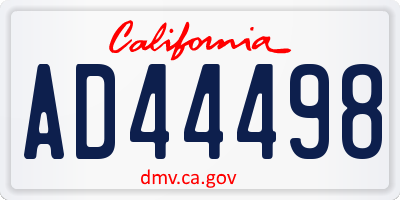 CA license plate AD44498