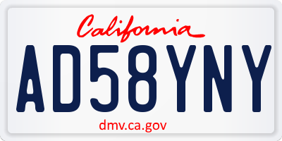 CA license plate AD58YNY