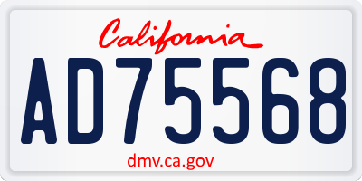 CA license plate AD75568