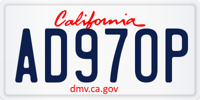 CA license plate AD97OP