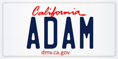 CA license plate ADAM