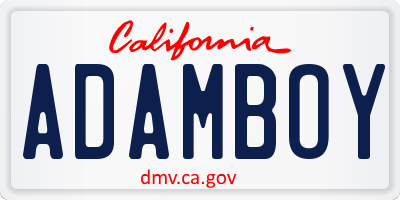 CA license plate ADAMBOY