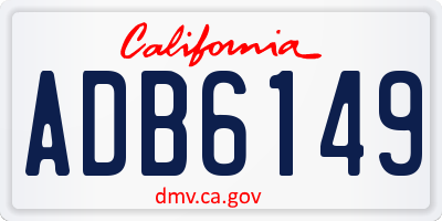 CA license plate ADB6149