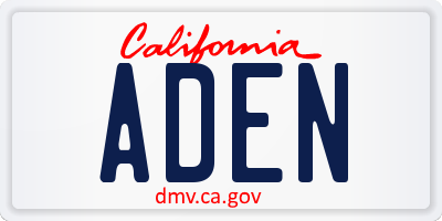 CA license plate ADEN