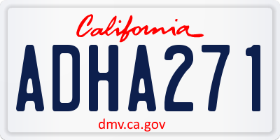 CA license plate ADHA271