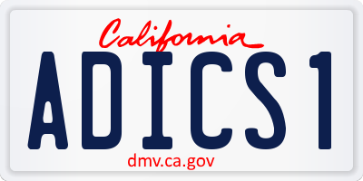 CA license plate ADICS1