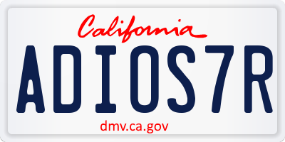 CA license plate ADIOS7R