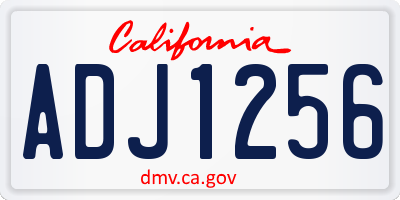 CA license plate ADJ1256