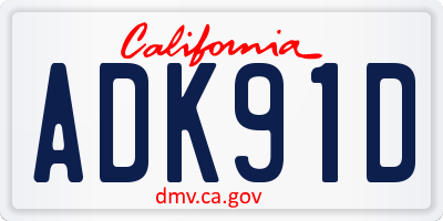 CA license plate ADK91D