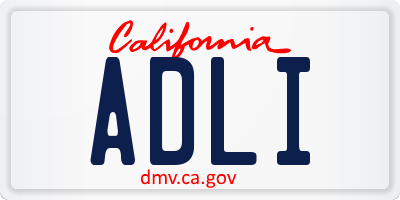 CA license plate ADLI