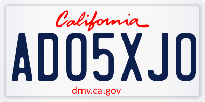 CA license plate ADO5XJO