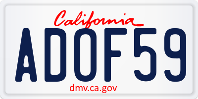 CA license plate ADOF59