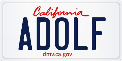 CA license plate ADOLF