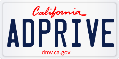 CA license plate ADPRIVE