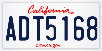 CA license plate ADT5168