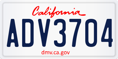 CA license plate ADV3704