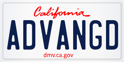 CA license plate ADVANGD