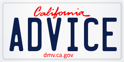 CA license plate ADVICE