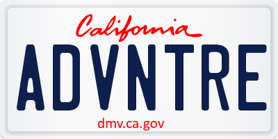 CA license plate ADVNTRE