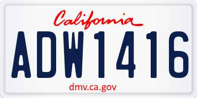 CA license plate ADW1416