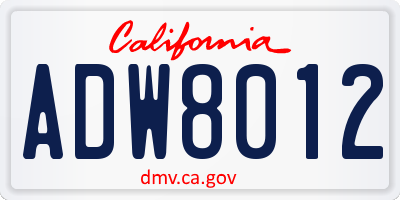 CA license plate ADW8012