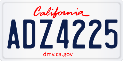 CA license plate ADZ4225