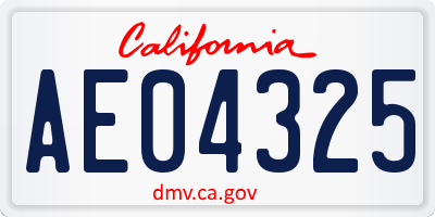 CA license plate AE04325