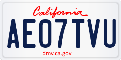 CA license plate AE07TVU