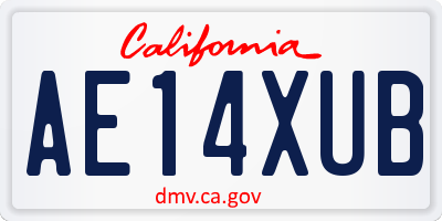 CA license plate AE14XUB