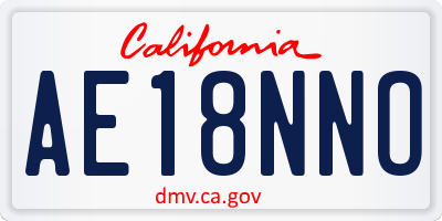 CA license plate AE18NNO