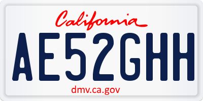 CA license plate AE52GHH