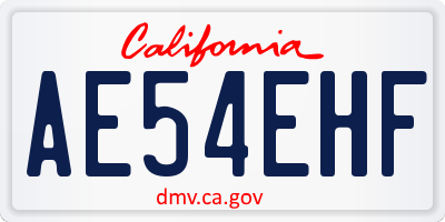 CA license plate AE54EHF