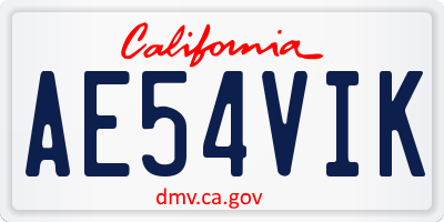 CA license plate AE54VIK