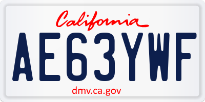 CA license plate AE63YWF