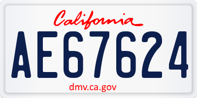 CA license plate AE67624