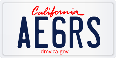 CA license plate AE6RS