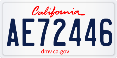 CA license plate AE72446