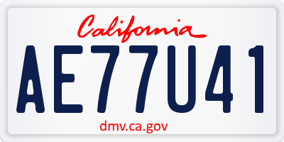 CA license plate AE77U41