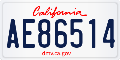 CA license plate AE86514