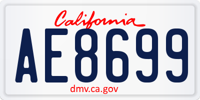 CA license plate AE8699