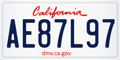 CA license plate AE87L97