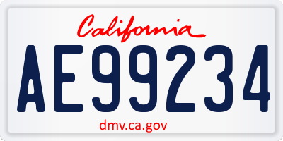 CA license plate AE99234