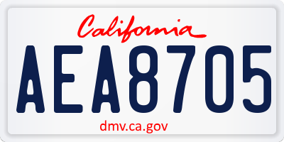 CA license plate AEA8705